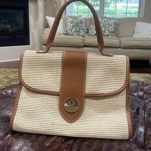 Talbots Top Handle Woven Purse with Turn Lock Closure